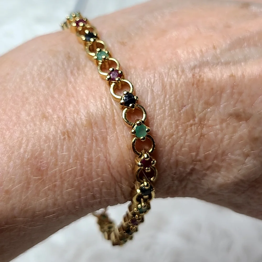 GENUINE Emerald, Ruby, and Sapphire Bracelet